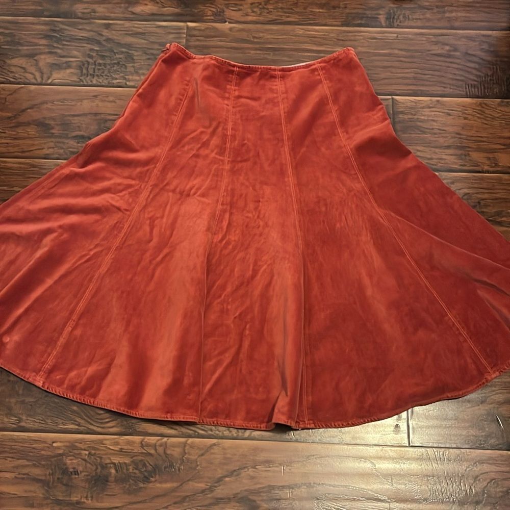Sundance Orange Velvet Boho Skirt Feminine Contemporary Event Festival - Picture 5 of 11